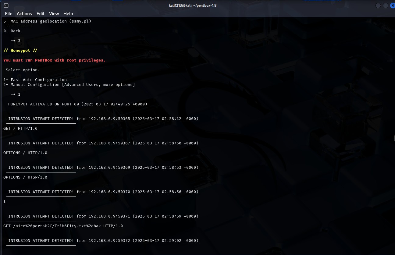 Figure 11: Honeypot capturing an attack log Figure 11: Honeypot capturing an attack log