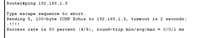 Ping test between router and product department PCs