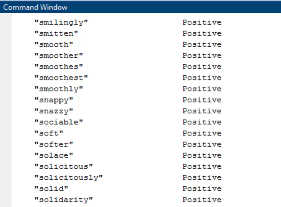 Reading Postive words