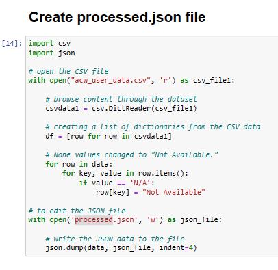 Code for creating processed.json file