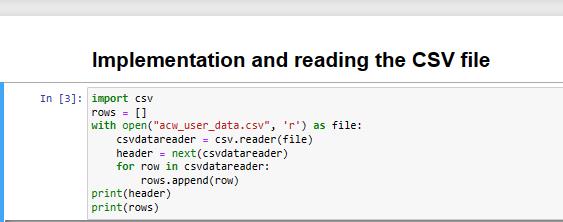 Code to import and read the datasets
